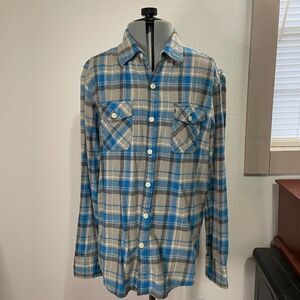 Slade Wilder Blue Gray Flannel Button Down Long Sleeve Shirt Size Small